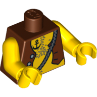 Lego Torso Vest and Anchor Tattoo, Chest Hair Print, Yellow Arms and Hands / Reddish Brown