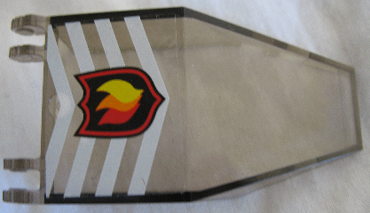 Lego Windscreen 7 x 4 x 1 2/3 with Locking Dual 2 Fingers with Fire Logo Badge and White Chevrons Pattern (Sticker) - Set 7238