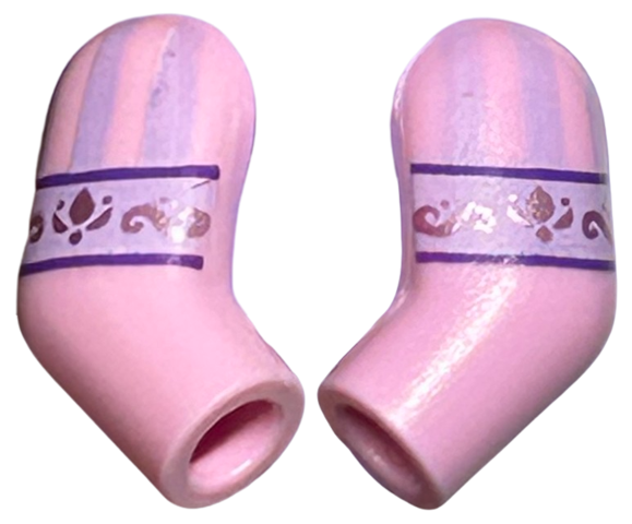 Lego Arm, (Matching Left and Right) Pair with Lavender Straps with Metallic Pink Filigree Pattern / Bright Pink
