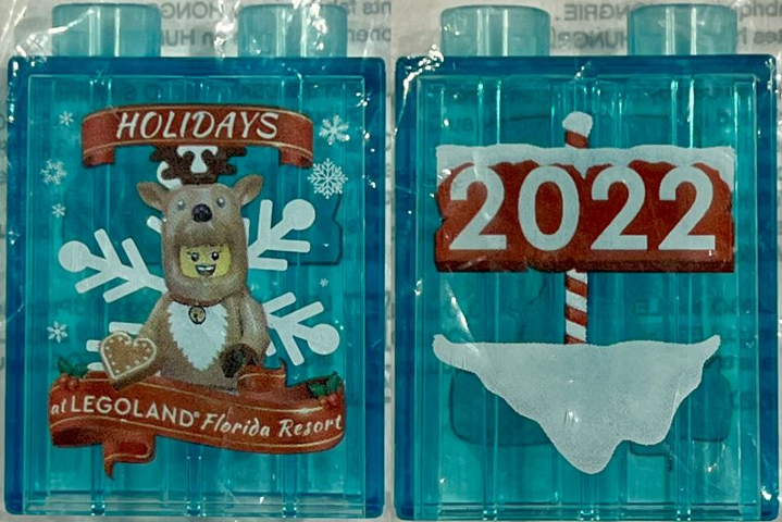 Lego Duplo, Brick 1 x 2 x 2 with Holidays at LEGOLAND Florida Resort 2022, Reindeer Costume Minifigure Pattern