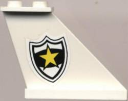 Lego Tail 4 x 1 x 3 with Black and White Police Badge with Yellow Star Pattern Model Right Side (Sticker) - Set 4012