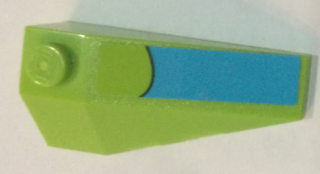 Lego Wedge 4 x 2 Triple Right with Medium Azure Curved Stripe Pattern (Sticker) - Set 75902 / Lime