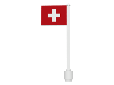 Lego Flag on Flagpole, Straight with Switzerland Pattern (Stickers)