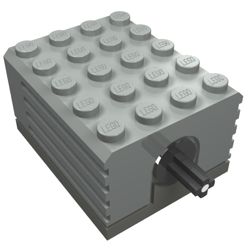 Lego Motor, 9V 5 x 4 x 2 1/3, Dark Gray Bottom / Light Gray
