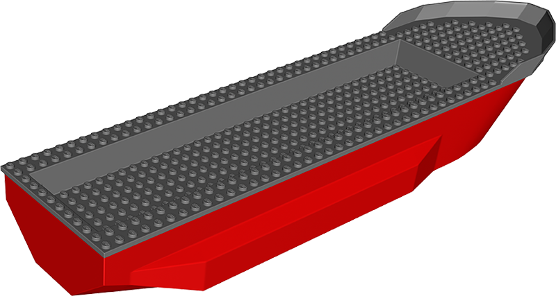 Lego Boat, Hull Unitary 51 x 12 x 6 with Side Bulges with Dark Bluish Gray Top (62791 / 54101)