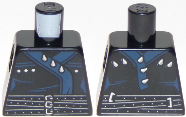 Lego Torso Ninjago Three Belts with Dark Blue Straps with Spikes Pattern / Black