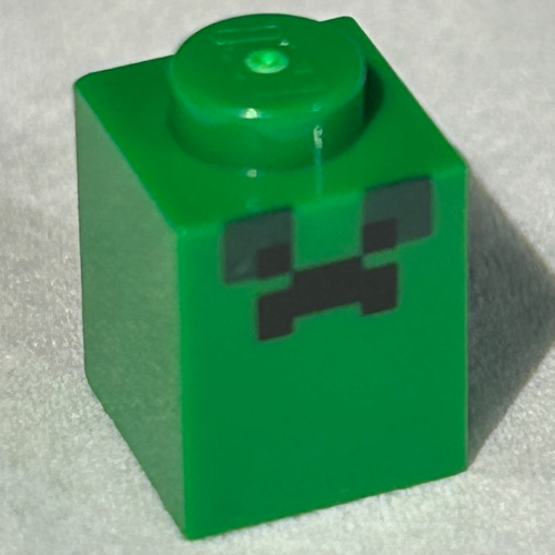 Lego Brick 1 x 1 with Pixelated Back Face (Creeper) Print