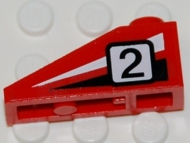 Lego Slope 33 3 x 1 with Black Number 2 on Black and White Stripes Pattern Model Left Side (Sticker) - Sets 4555 / 6539