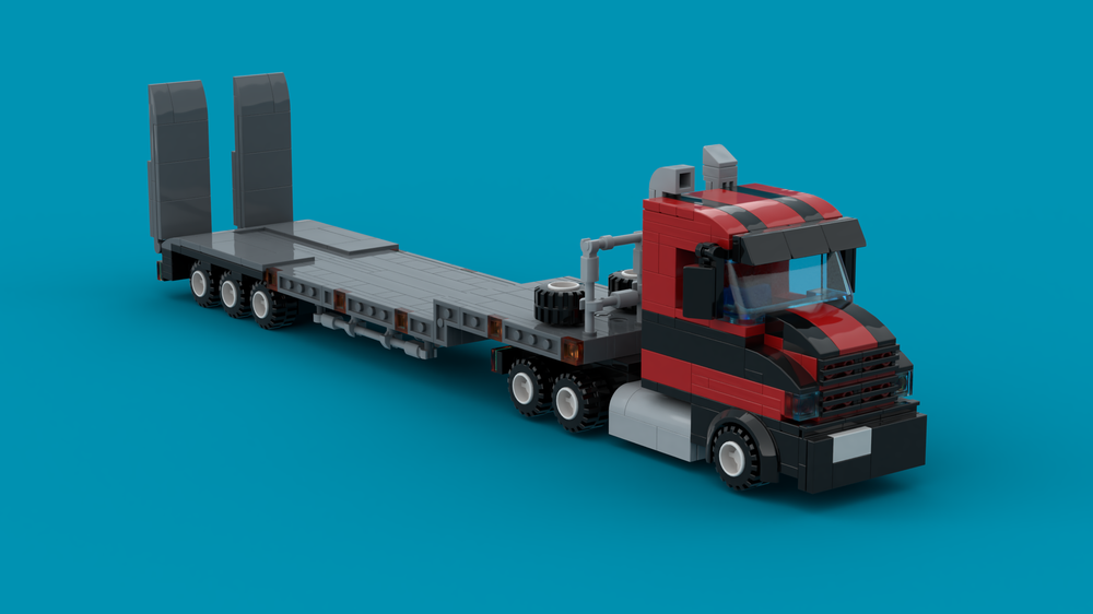 Lego low boy trailer with sleep cab truck