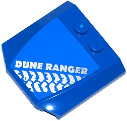 Lego Wedge 4 x 4 x 2/3 Triple Curved with Silver 'DUNE RANGER' and Tire Tracks Pattern (Sticker) - Set 60082