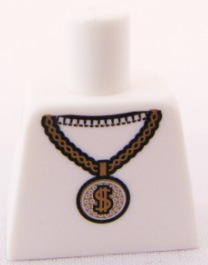 Lego Torso Gold Necklace with Dollar Sign Medallion Pattern / White