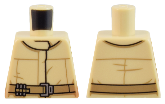 Lego Torso SW Mechanic Jumpsuit Coveralls with Band Collar, Dark Tan Belt with Silver Buckle Pattern / Tan