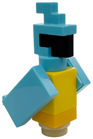 Lego Minecraft Parrot, Medium Azure Plain Wings - Brick Built
