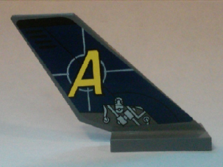 Lego Tail Shuttle with Agents Logo and Mechanical Pattern on Both Sides (Stickers) - Set 8637 / Dark Bluish Gray