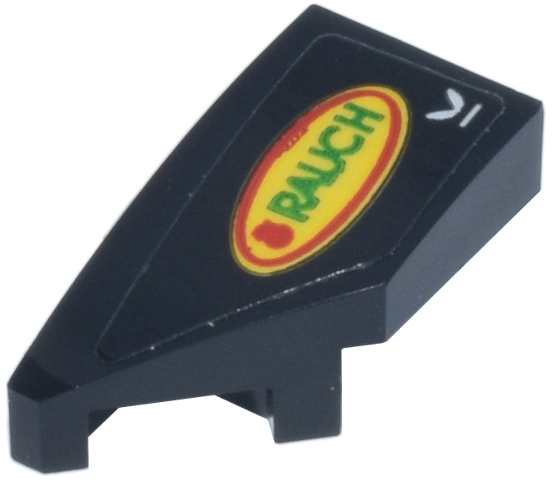 Lego Wedge 2 x 1 x 2/3 Left with Yellow, Red and Green 'RAUCH' Oval Logo Pattern (Sticker) - Set 77243