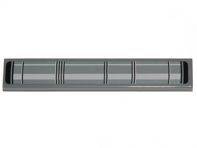 Lego Tile 1 x 6 with SW Pipe and Black Lines Pattern Model Right Side (Sticker) - Set 75048 / Dark Bluish Gray