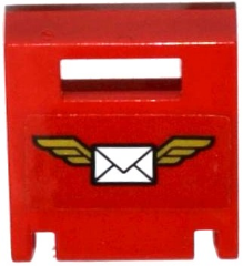 Lego Container, Box 2 x 2 x 2 Door with Slot with Envelope with Wings on Red Background Pattern  (Sticker) - Set 60100 / Red