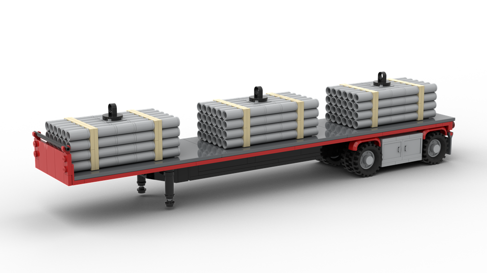 Lego Flatbed Trailer with Pipe Load