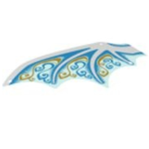 Lego Wing, Left, Dragon with White Spines, Dark Azure and Gold Scrollwork and White Sparkles Print