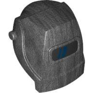 Lego Helmet Welding with Dark Blue Stripes on Black Visor Print / Pearl Titanium