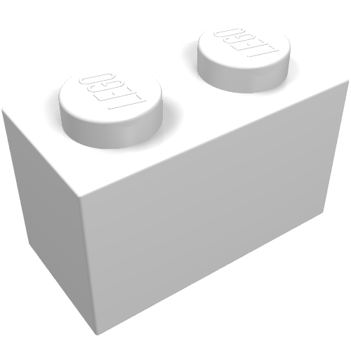 Lego Brick 1 x 2 without Bottom Tube / White