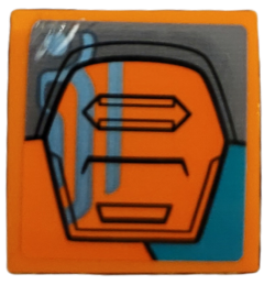 Lego Slope, Curved 2 x 2 x 2/3 with Dark Bluish Gray and Dark Turquoise Armor Plates with Black Outlines and Metallic Light Blue Circuitry Pattern (Sticker) - Set 76194 / Orange