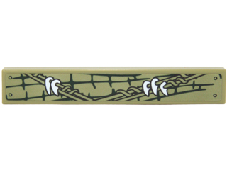 Lego Tile 1 x 6 with Vines and White Teeth Pattern (Sticker) - Set 70227 / Olive Green