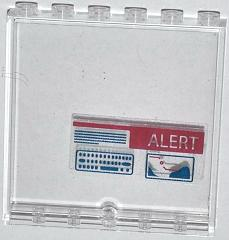 Lego Panel 1 x 6 x 5 with 'ALERT' and Dark Blue Lines and Dots Pattern (Sticker) - Set 76007 / Trans-Clear