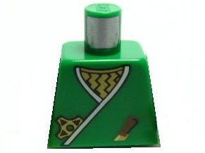 Lego Torso Castle Ninja Wrap, Dagger, Gold Star, Gold Zigzags Pattern / Green