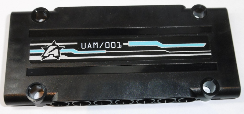 Lego Technic, Panel Plate 5 x 11 x 1 with 'UAM/001' and Ultra Agents Logo Pattern Model Right Side (Sticker) - Set 70165 / Black