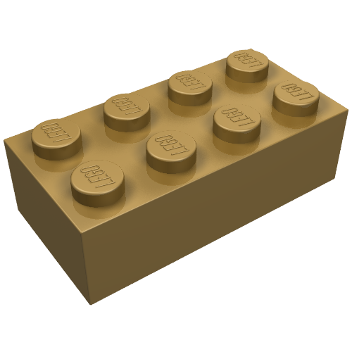 Lego Brick 2 x 4 / Pearl Gold