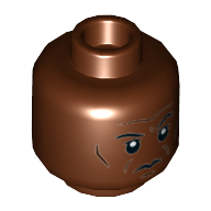 Lego Minifig Head Mace Windu, Forehead Lines, Cheek Lines and Chin Dimple Print [Hollow Stud] / Reddish Brown