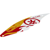 Lego Sail with Bright Light Orange Panel, Red Flames, Circle with Red Ninjargon Character Print