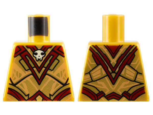 Lego Torso Armor with Dark Red Panels and Trim and White Skull at Neck Pattern / Pearl Gold