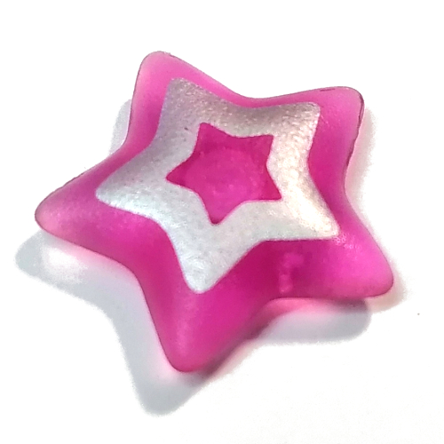 Lego Clikits Icon, Star 2 x 2 Large with Pin, Silver Star Cutout Print / Trans-Dark Pink