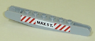 Lego Crane Harbor Derrick 10 (Top Part) with Red and White Danger Stripes and 'MAX 5 T.' Weight Limit Pattern on Both Sides (Stickers) - Set 7638 / Light Bluish Gray