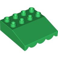 Lego Duplo Roofpiece Slope 33 4 x 4 with Awning Overhang with 9 Bottom Tubes / Green