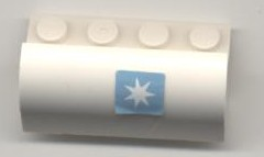 Lego Slope, Curved 2 x 4 x 1 1/3 with 4 Recessed Studs with Maersk Star Logo Pattern (Sticker) - Set 1831