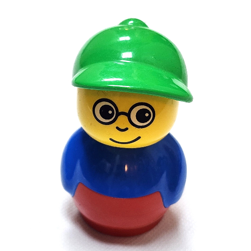 Lego Primo Figure Boy with Red Base, Glasses and Green Cap (Timmy) / Blue