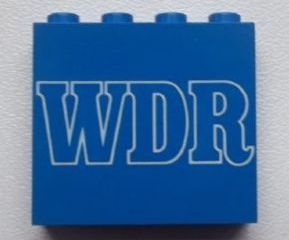 Lego Panel 1 x 4 x 3 - Solid Studs with 'WDR' Pattern / Blue