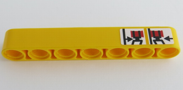 Lego Technic, Liftarm Thick 1 x 7 with Black Claws, Red Barrels and Black Arrows Pattern (Sticker) - Set 42049 / Yellow