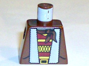 Lego Torso Adventurers Orient Jacket Fur Lining, Striped Shirt, Bandana Pattern / Brown