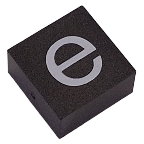 Lego Modulex Tile 2 x 2 with White 'e' Print, without Internal Supports