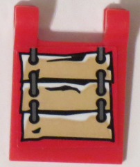 Lego Flag 2 x 2 Square with Flat Edge with Wooden Boards with Rope Connectors Pattern (Sticker) - Set 70596