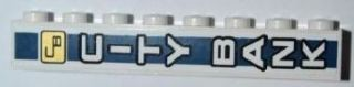 Lego Brick 1 x 8 with City Bank Logo and 'CITY BANK' Pattern on Both Sides (Stickers) - Set 3661 / White