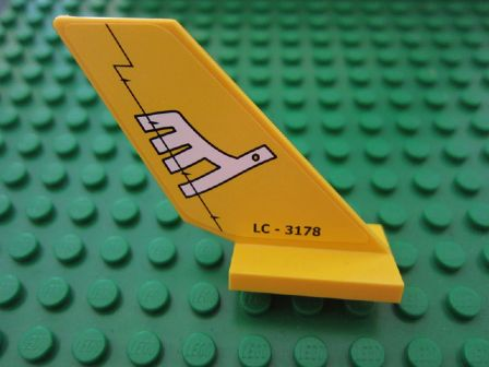 Lego Tail Shuttle with White Airline Bird and 'LC - 3178' Pattern on Both Sides (Stickers) - Set 3178 / Yellow