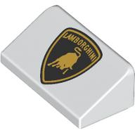 Lego Brick Sloped 30° 1 x 2 x 2/3 with Black/Gold Lamborghini Logo Print