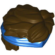 Lego Hair Ruffled with Blue Headband Pattern / Dark Brown