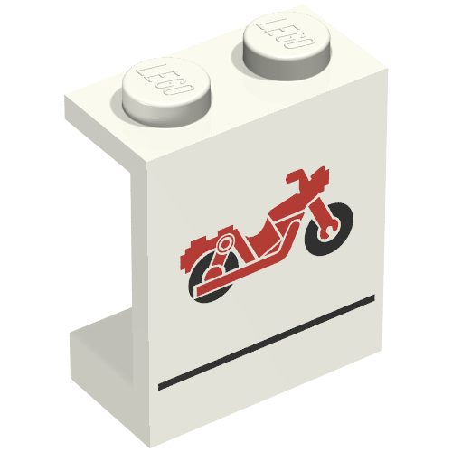Lego Panel 1 x 2 x 2 with Red Motorcycle Print [6699]