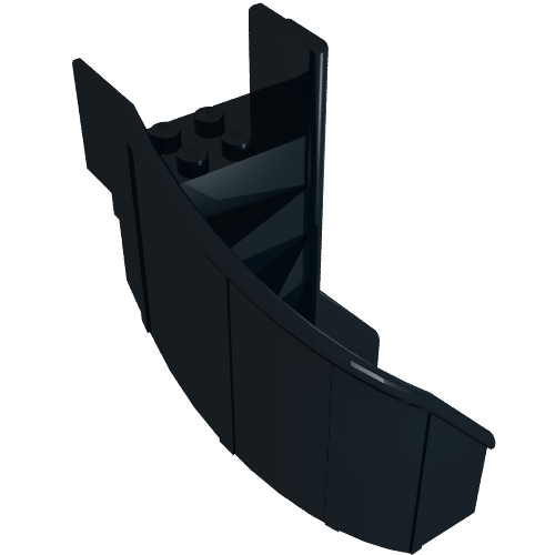 Lego Stairs 6 x 6 x 9 1/3 Curved Enclosed / Black